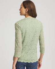 Chico's Clothing Lace Scallop-Hem Knit Tee