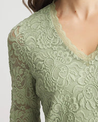 Chico's Clothing Lace Scallop-Hem Knit Tee