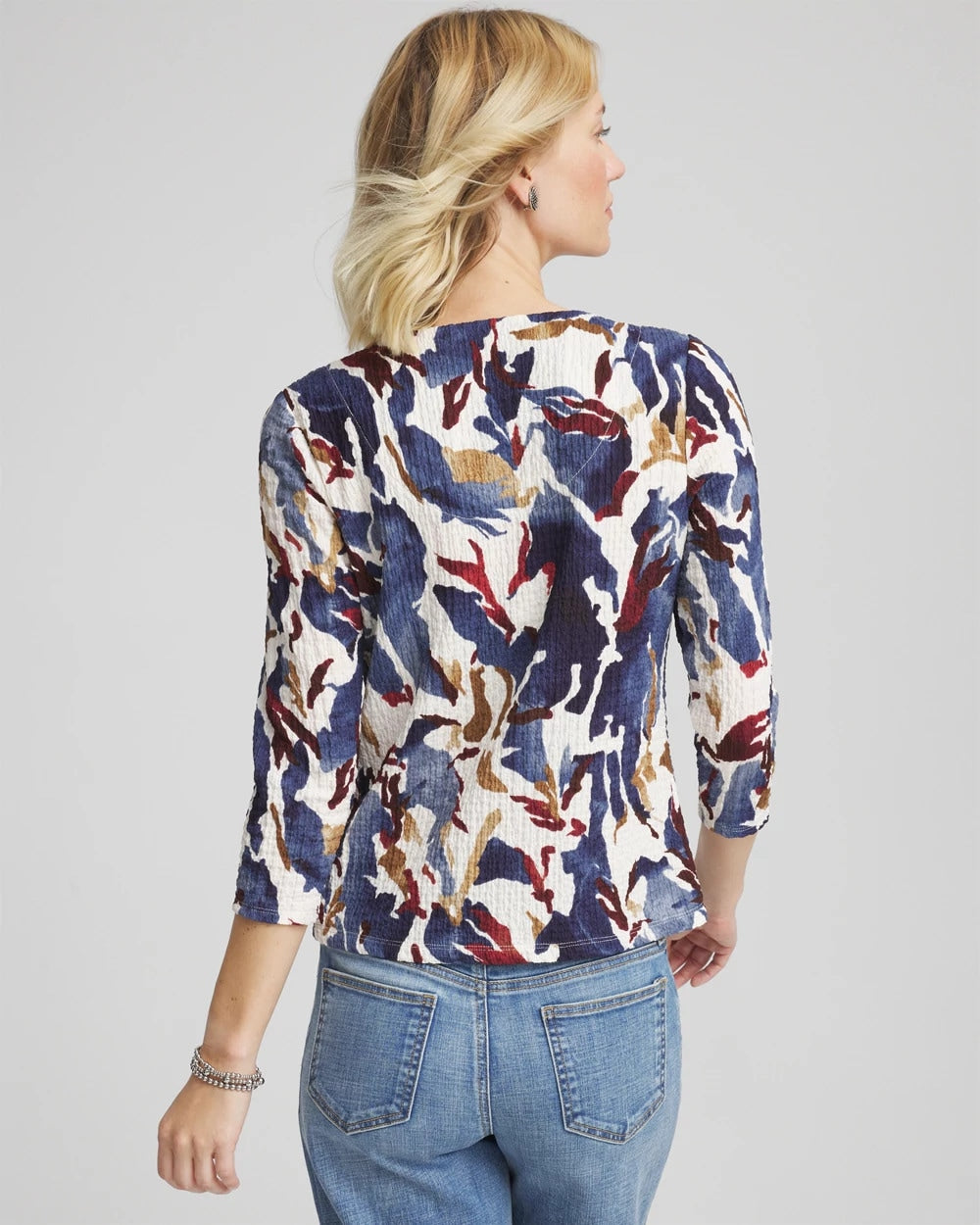 Chico's Clothing Printed Textured Scoopneck Cardigan
