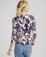 Chico's Clothing Printed Textured Scoopneck Cardigan