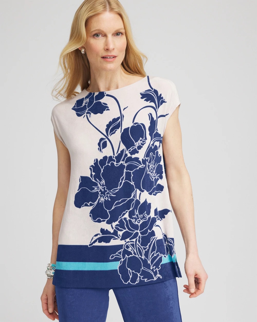 Chico's Clothing Travelers™ Wildflower Cap-Sleeved Tunic