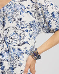 Chico's Clothing Snakeskin Print Crinkle Elbow Sleeve Tee