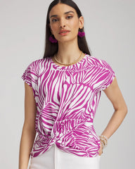 Chico's Clothing Jungle Inverted Knot Front Tee