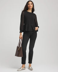 Chico's Clothing Clip-Dot Peplum Top