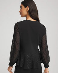 Chico's Clothing Clip-Dot Peplum Top