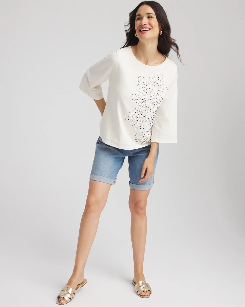 Chico's Clothing Soutache Embroidered Wildflower Top