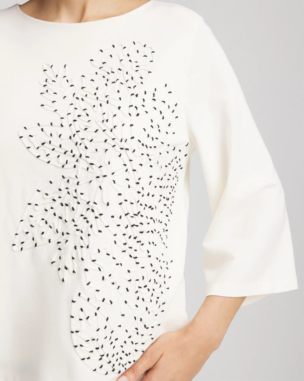 Chico's Clothing Soutache Embroidered Wildflower Top