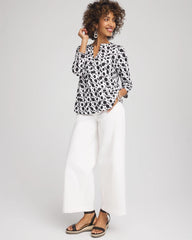 Chico's Clothing Printed Cotton Slub Henley Shirt