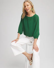 Chico's Clothing Embroidered Crinkle Chiffon Blouse