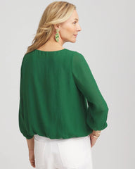 Chico's Clothing Embroidered Crinkle Chiffon Blouse