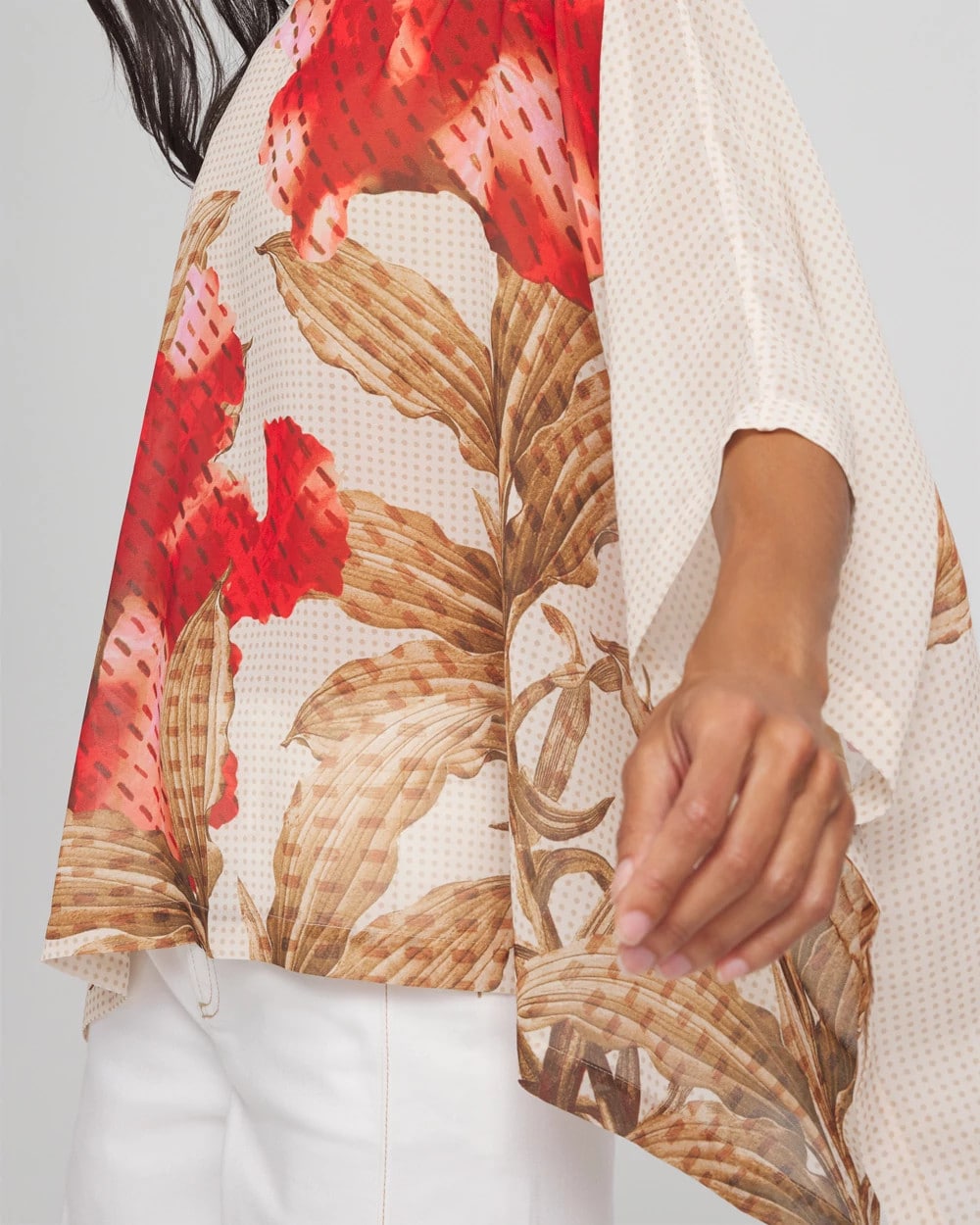 Chico's Clothing Floral Chiffon Pull-Over Poncho