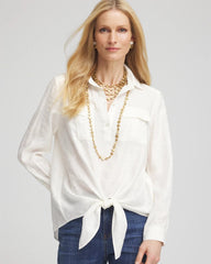Chico's Clothing Textured Tie-Front Pullover Top