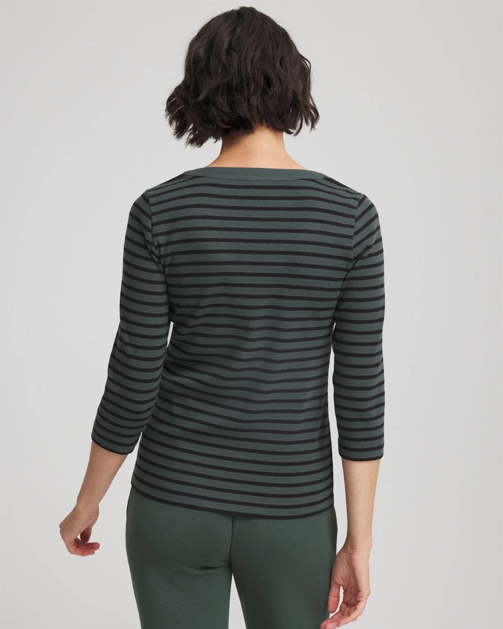 Chico's Clothing Zenergy® Ribbed Striped Henley Tee