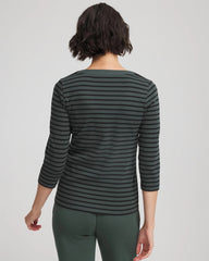 Chico's Clothing Zenergy® Ribbed Striped Henley Tee