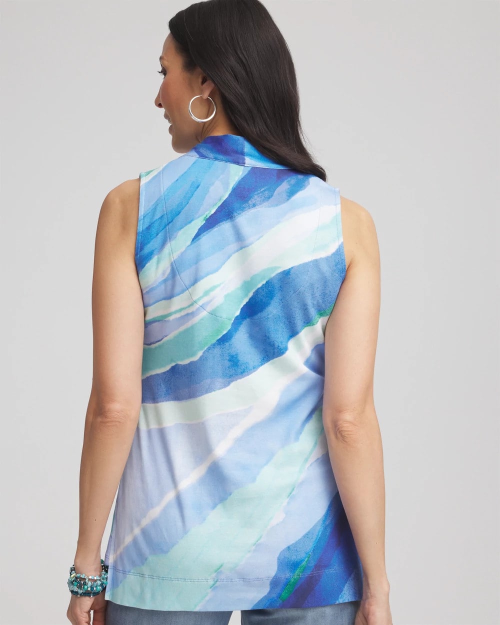 Chico's Clothing Ocean Pima Sleeveless V-Neck Tunic