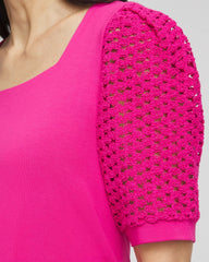 Chico's Clothing Touch of Cool™ Crochet Lace Square-Neck Tee