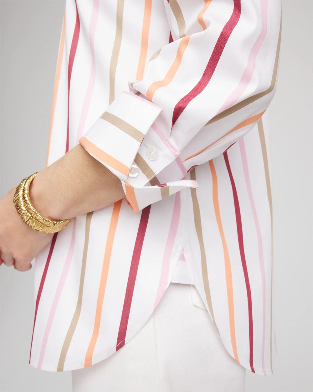 Chico's Clothing No Iron™ Striped Stretch-Sateen Shirt