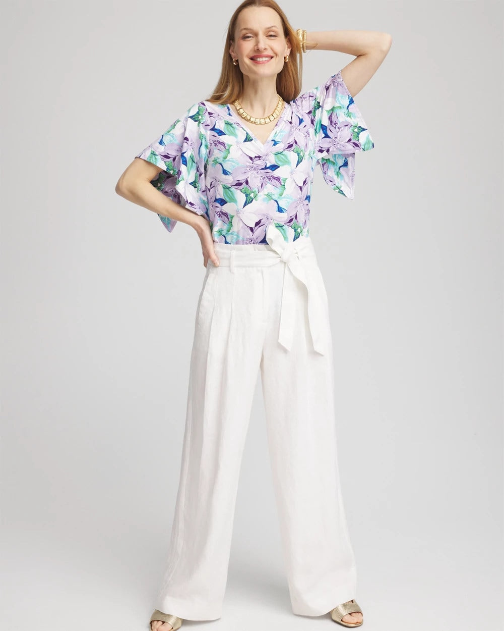 Chico's Clothing Touch of Cool™ Lily Handkerchief-Sleeve V-Neck Tee