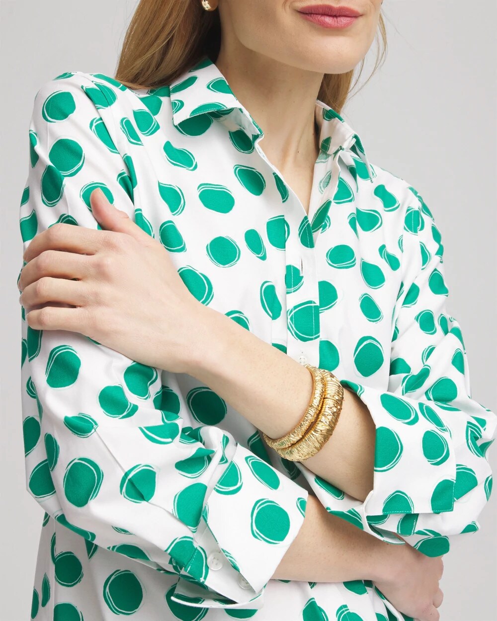 Chico's Clothing No Iron™ Polka-Dot Sateen Shirt