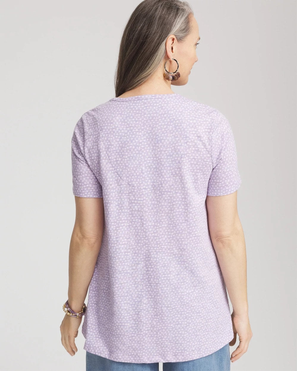 Chico's Clothing Polka-Dot Short Sleeve Forward Seam Tee