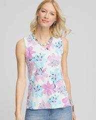 Chico's Clothing Floral Sleeveless V-Neck Tank
