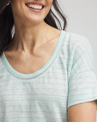 Chico's Clothing Striped Sweater-Trim Linen Tee