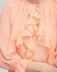 Chico's Clothing Georgette Sheer Ruffle Blouse