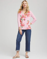Chico's Clothing Floral 3/4 Sleeve Tee