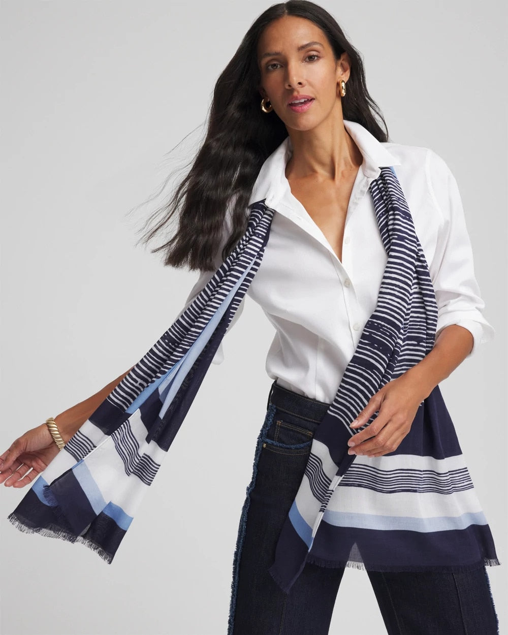 Chico's Accessories Printed Woven Oblong Scarf