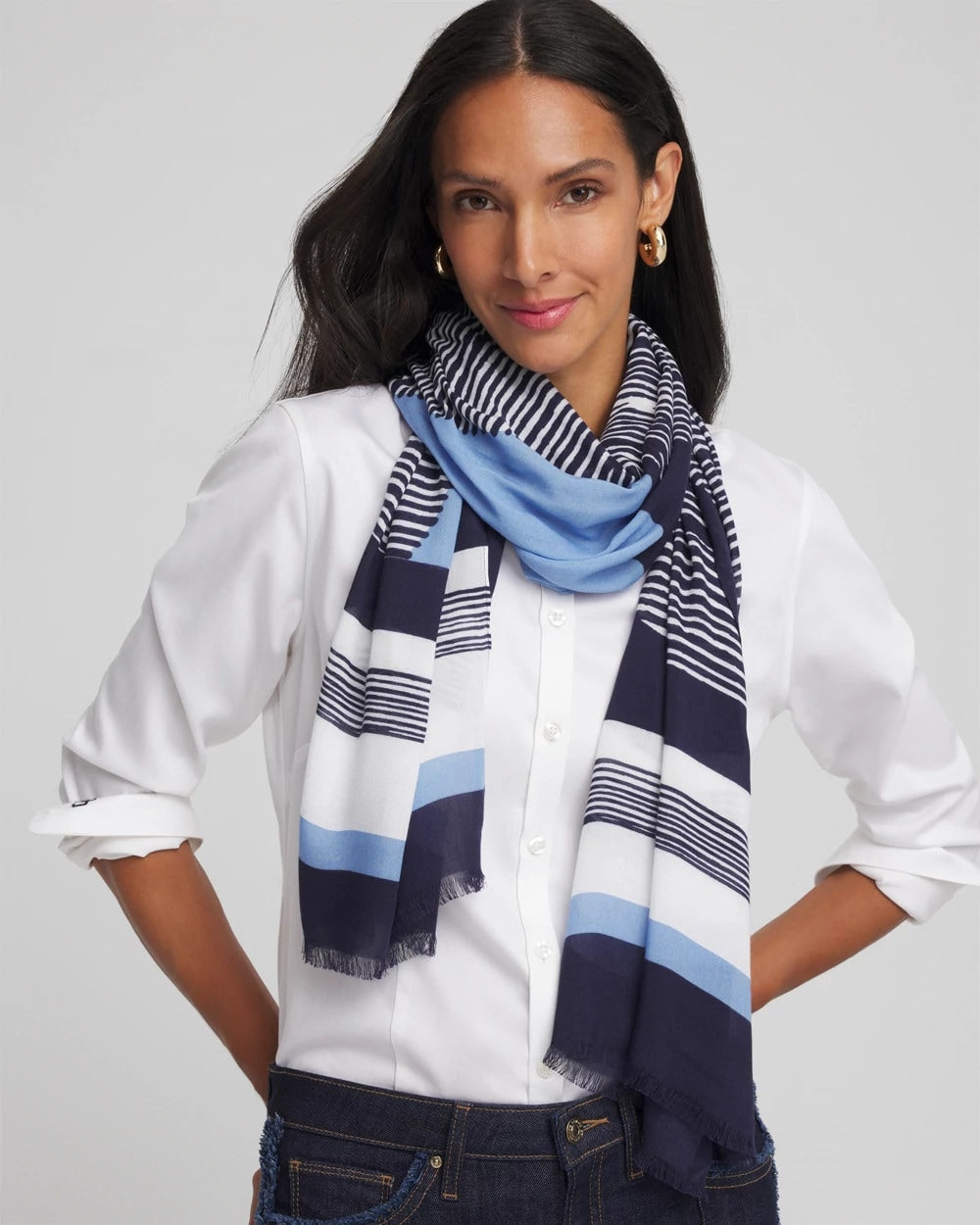 Chico's Accessories Printed Woven Oblong Scarf