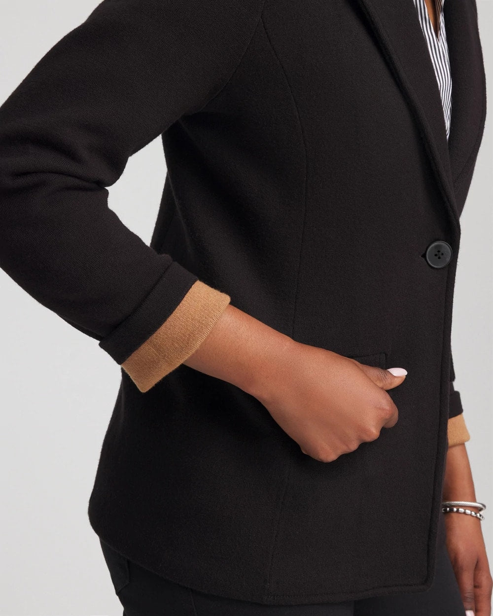 Chico's Clothing Single-Breasted Sweater Blazer