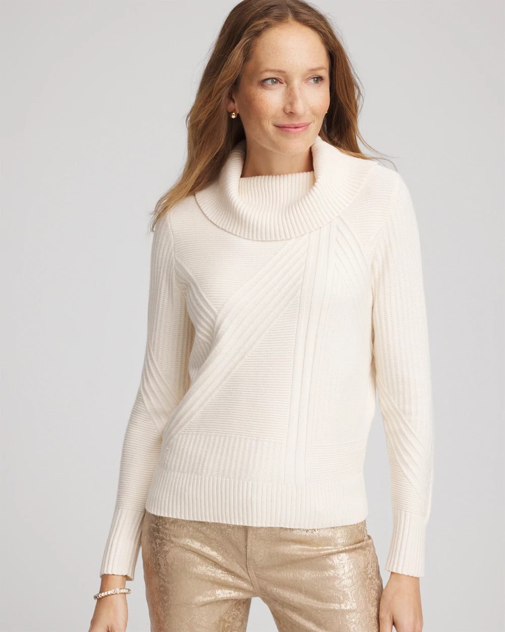 Chico's Clothing Ribbed Cowlneck Sweater