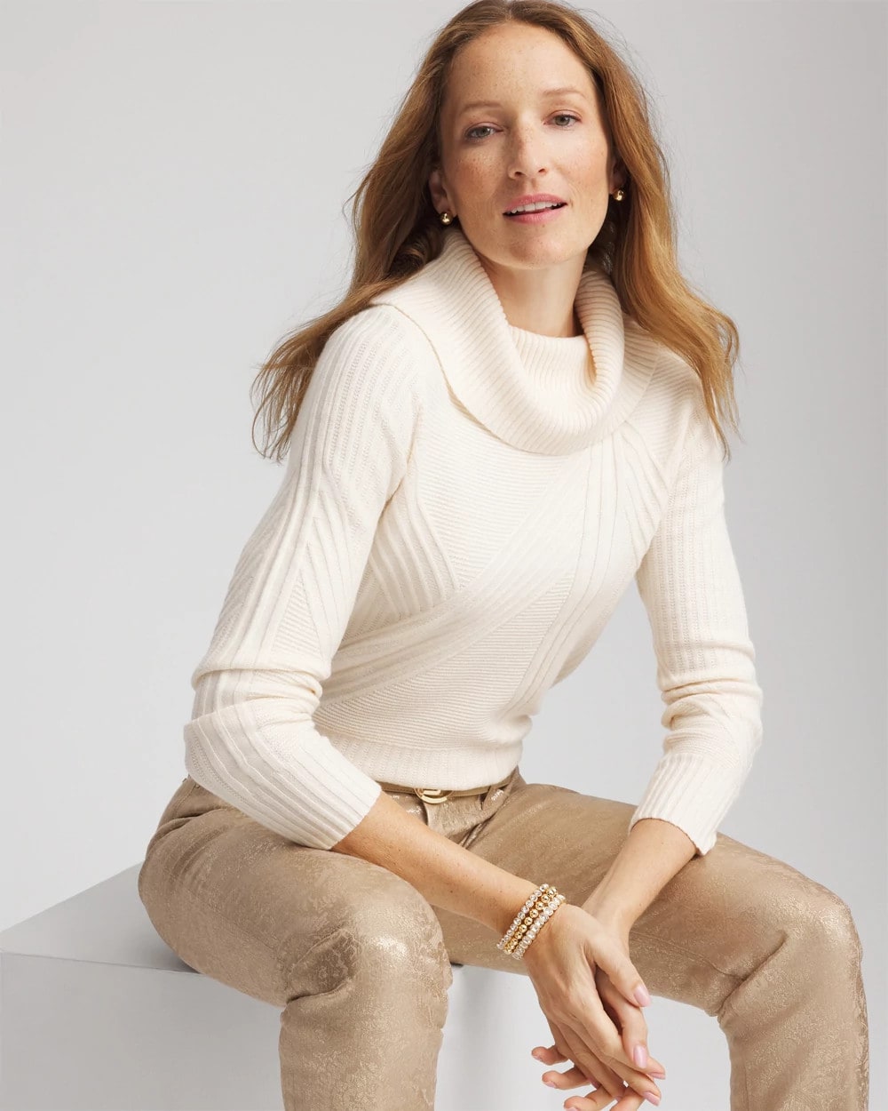 Chico's Clothing Ribbed Cowlneck Sweater