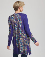 Chico's Clothing Ella Peacock-Print Cardigan Sweater