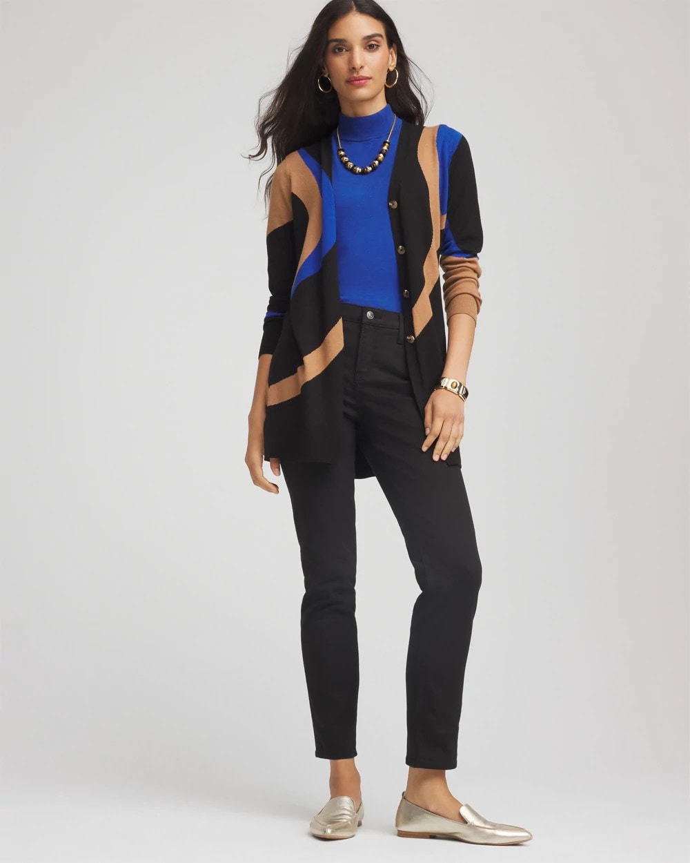 Chico's Clothing Ella Colorblock Cardigan Sweater