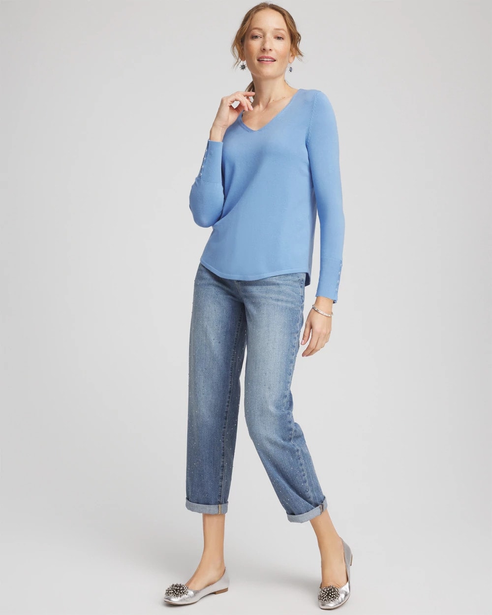 Chico's Clothing Ella V-Neck Pullover Sweater