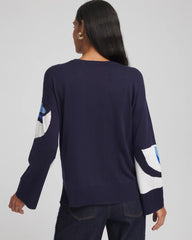 Chico's Clothing Floral Intarsia Crewneck Pullover