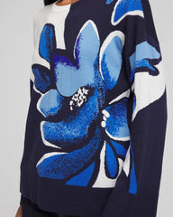 Chico's Clothing Floral Intarsia Crewneck Pullover