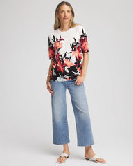 Chico's Clothing Floral Print Crewneck Sweater