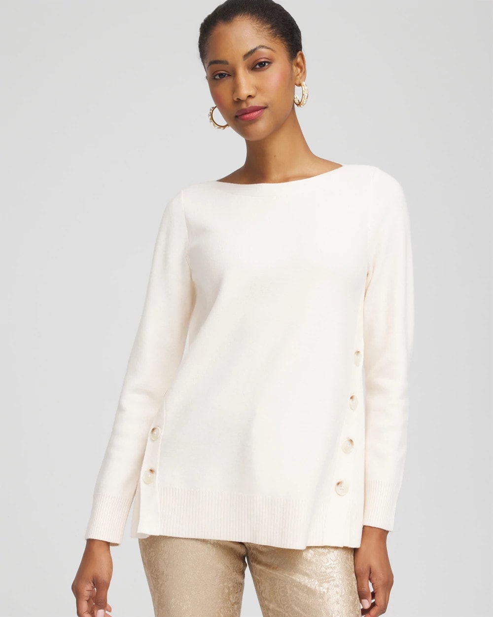 Chico's Clothing Button Tunic Sweater