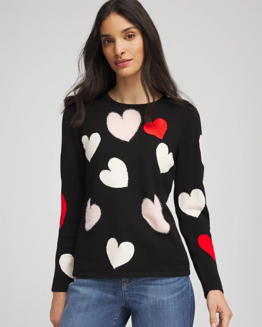 Chico's Clothing V-Day Multi-Heart Pullover