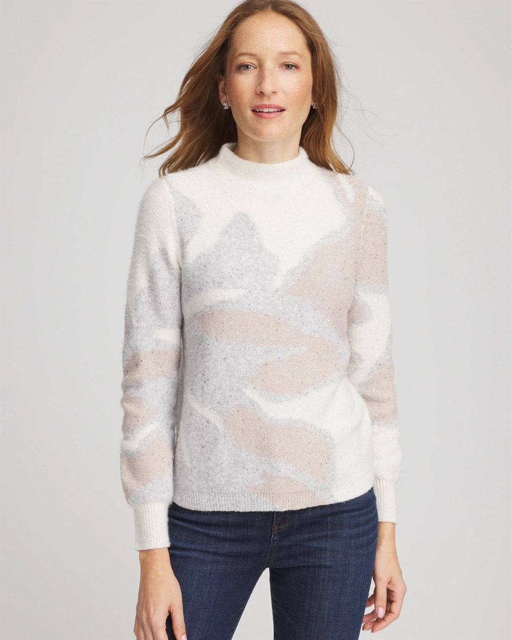 Chico's Clothing Bloom Metallic Intarsia Pullover Sweater