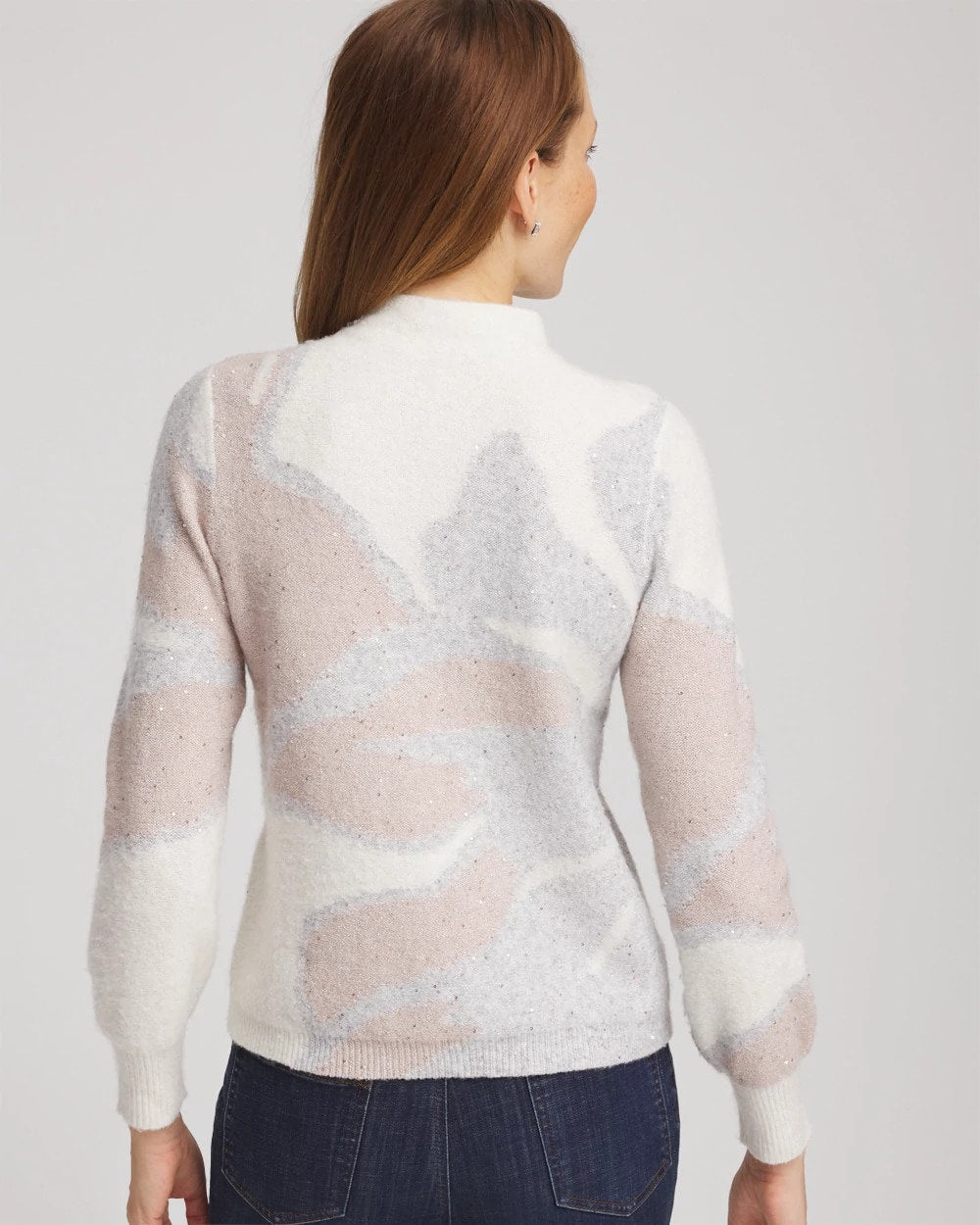 Chico's Clothing Bloom Metallic Intarsia Pullover Sweater