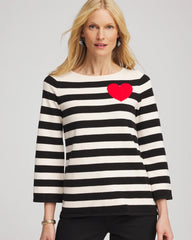 Chico's Clothing Striped V-Day Pullover