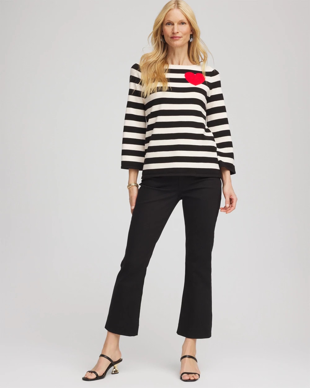 Chico's Clothing Striped V-Day Pullover