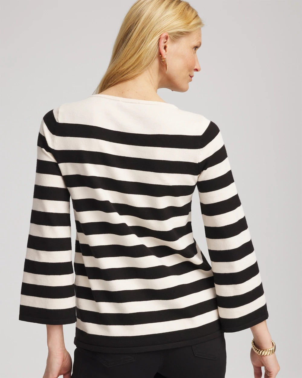 Chico's Clothing Striped V-Day Pullover