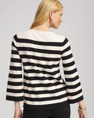 Chico's Clothing Striped V-Day Pullover