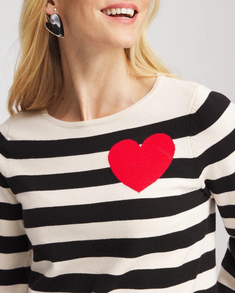 Chico's Clothing Striped V-Day Pullover