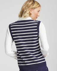 Chico's Clothing Striped V-Neck 2 in 1 Sweater Vest