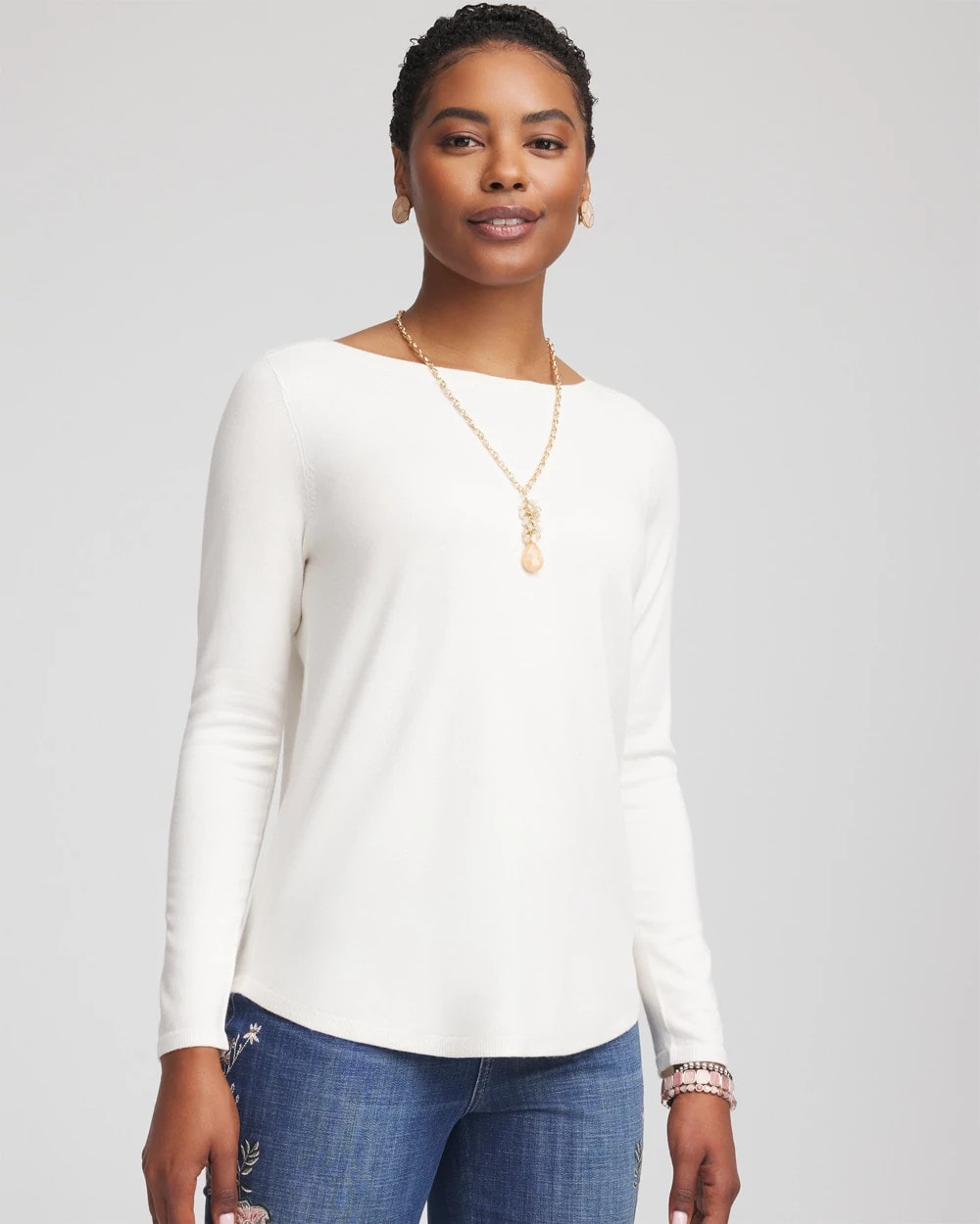 Chico's Clothing Ella Bateau Pullover Sweater